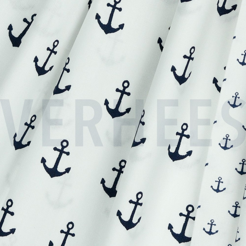 POPLIN ANCHOR WHITE/NAVY #3