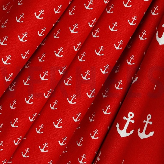 POPLIN PETIT ANCHORS RED #7