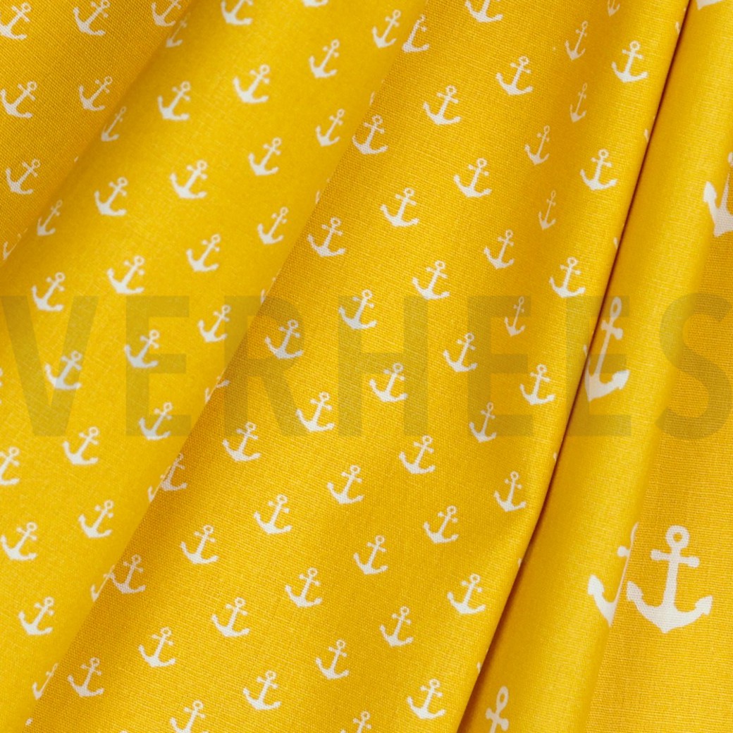 POPLIN PETIT ANCHOR YELLOW #3