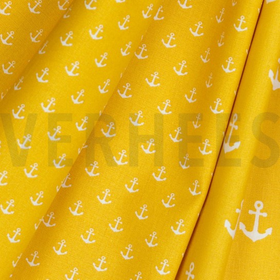 POPELINE DE COTON PETITS ANCRAGES JAUNE #7