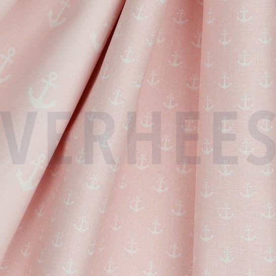 BAUMWOLLE POPELINE KLEINE ANKER HELLROSA #7