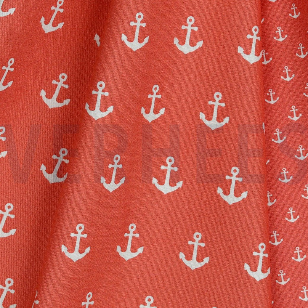 POPLIN PETIT ANCHOR CORAL #3