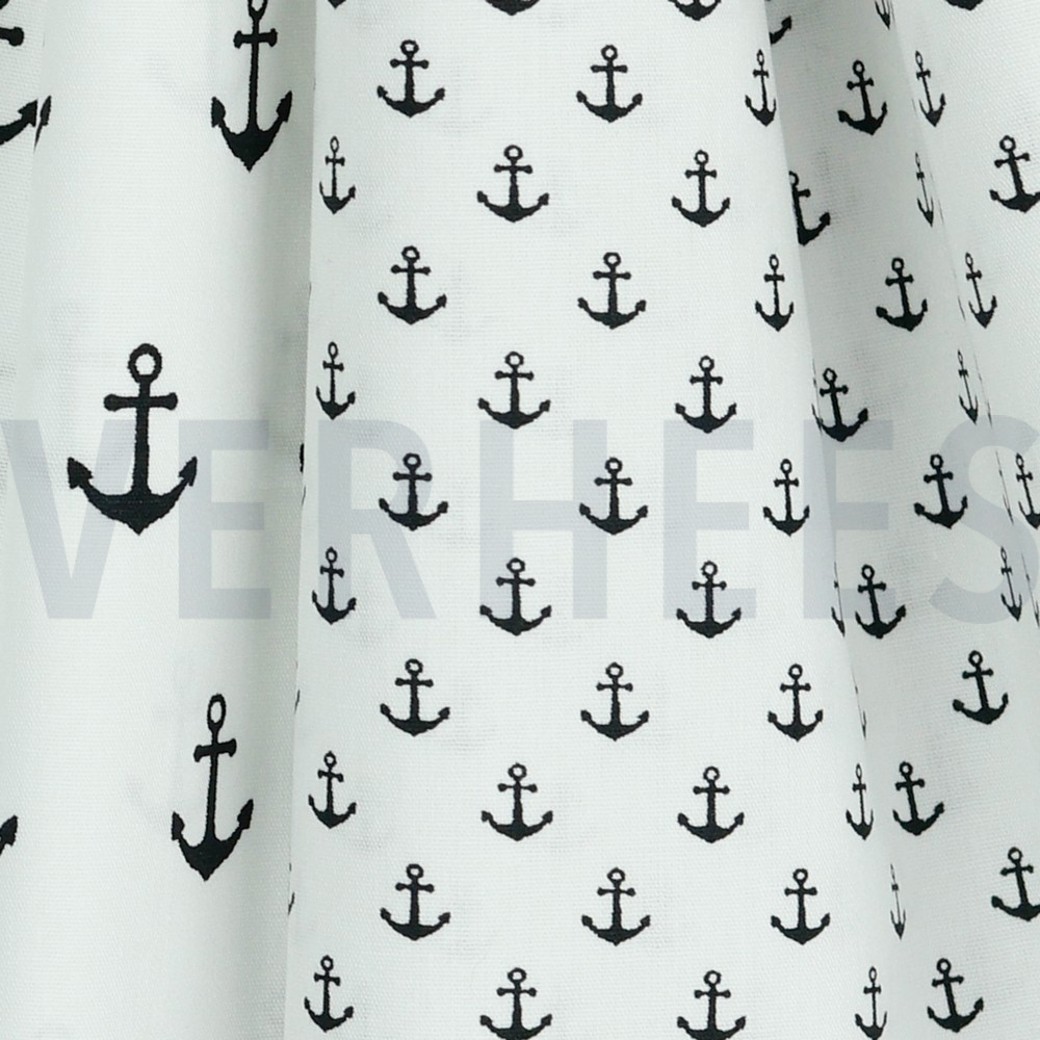 POPLIN PETIT ANCHOR WHITE/BLACK #3