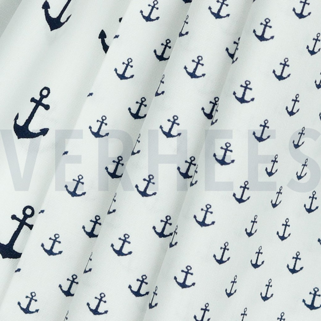POPLIN PETIT ANCHOR WHITE/NAVY #3