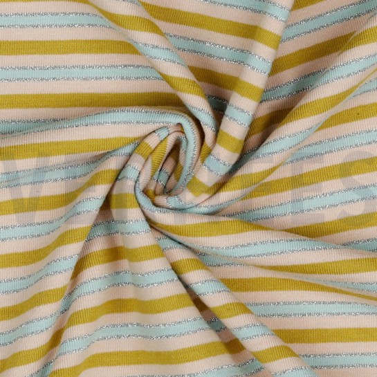 JERSEY STRIPES LUREX OCHRE/SILVER #7