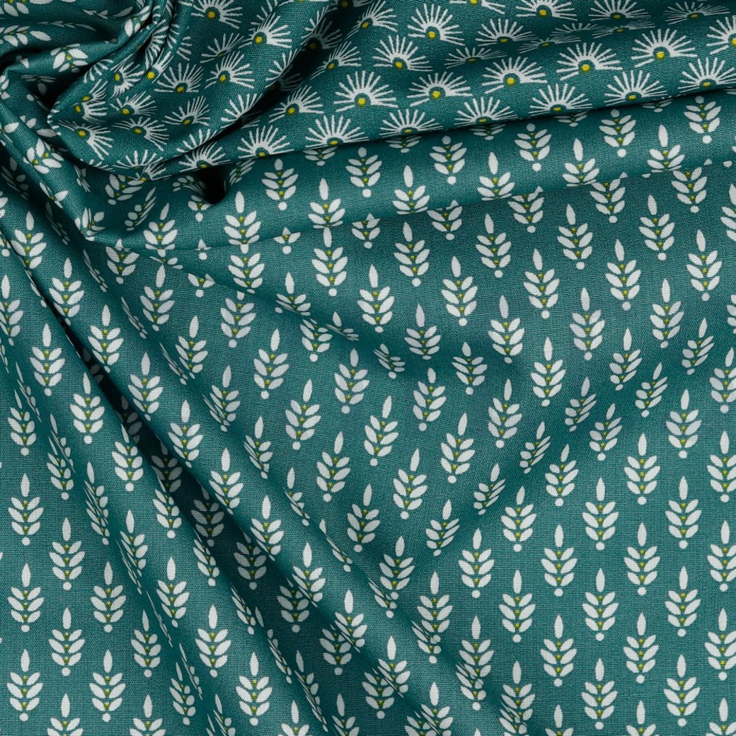 POPLIN FANTASY FLOWERS OLD GREEN #3