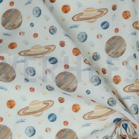 POPELINE DE COTON DIGITAL ESPACE BLANC #7