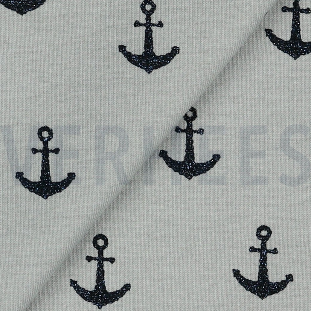 JERSEY GLITTER ANCHOR LIGHT GREY #3