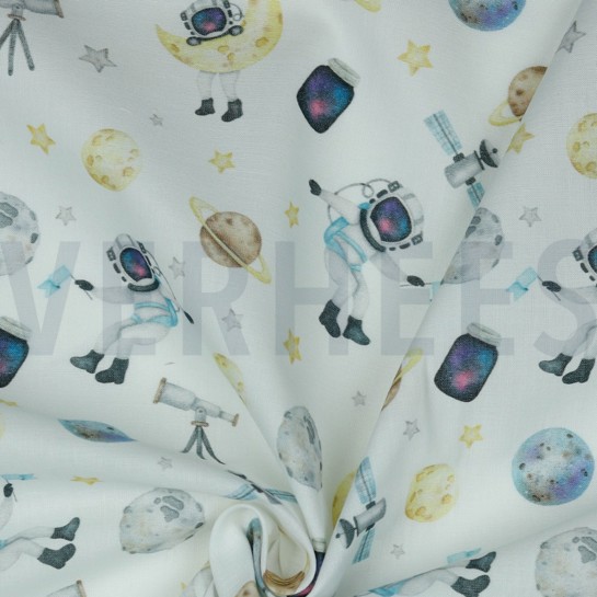 KATOENEN POPLIN DIGITAAL RUIMTE WIT #7