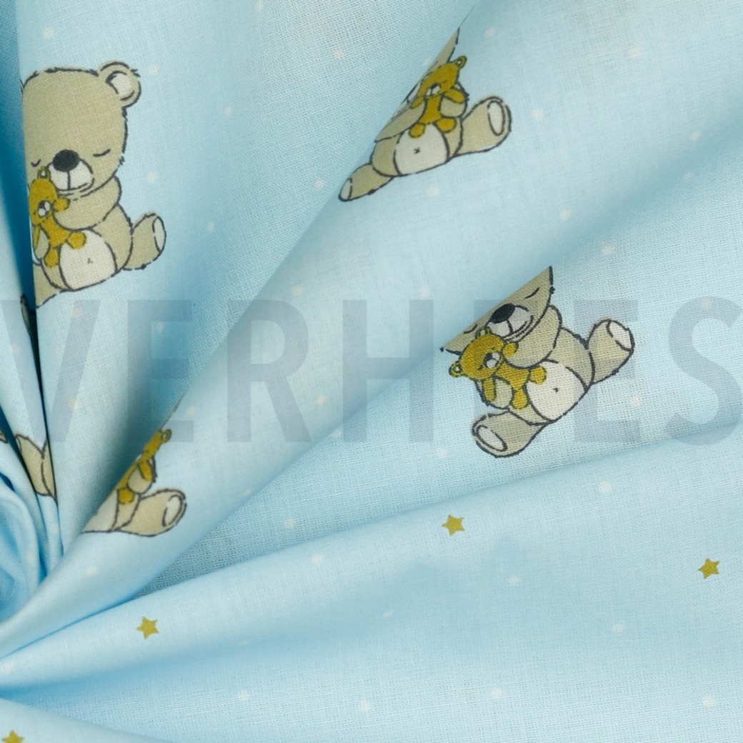 POPLIN GOTS SWEET BEAR LIGHT BLUE #3