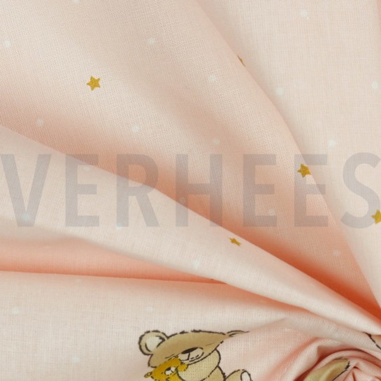 BAUMWOLLE POPELINE GOTS SÜSSER BÄR HELLROSA #7