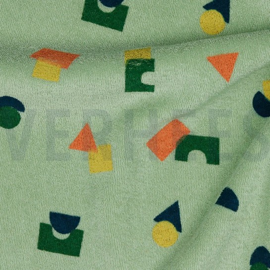 STRETCH TOWELLING SHAPES SAGE #7