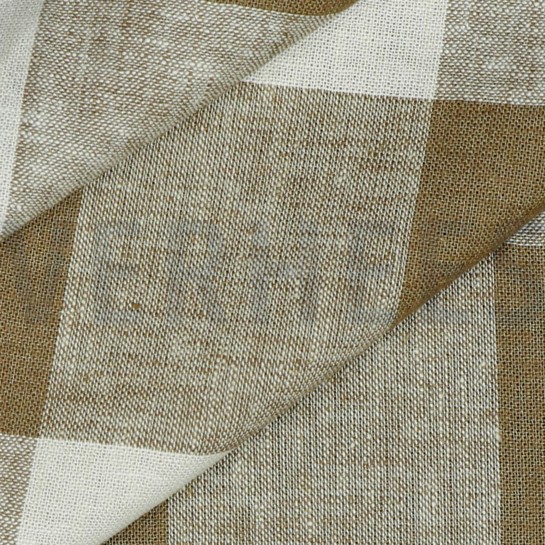 LINEN VISCOSE YARN DYED CHECKS LIGHT BROWN #7