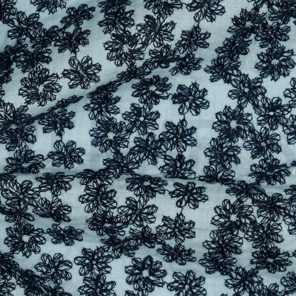 DOUBLE GAUZE COLOURED EMBROIDERY LIGHT BLUE #3