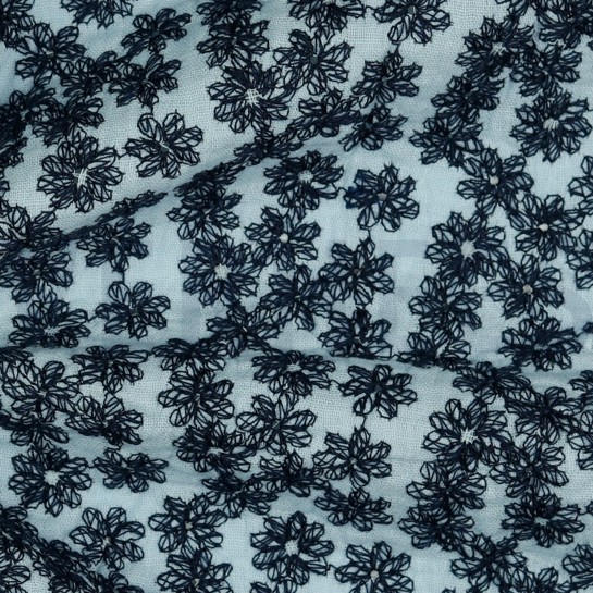 MUSSELIN GEFÄRBT STICKEREI HELLBLAU #7