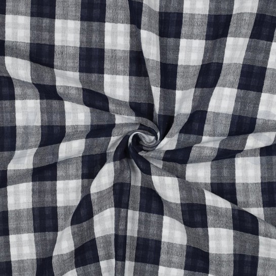 DOUBLE GAUZE DOUBLE SIDED CHECKS NAVY #7