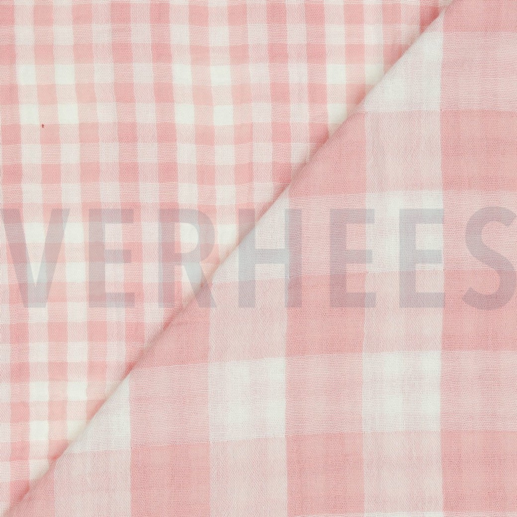 DOUBLE GAUZE DOUBLE SIDED CHECKS OLD ROSE #3