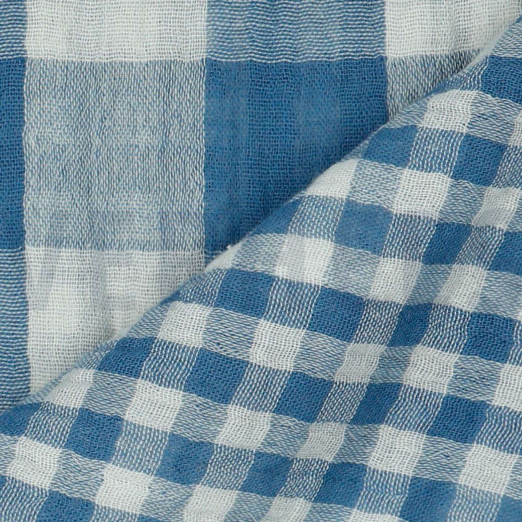 DOUBLE GAUZE DOUBLE SIDED CHECKS INDIGO #3