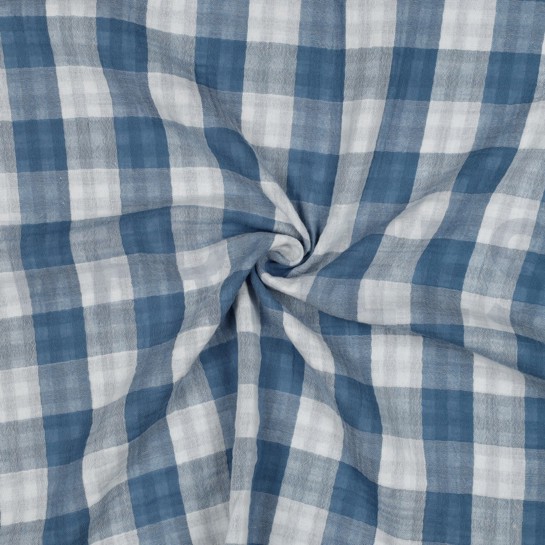 MUSSELIN DOPPELSEITIG KAROS INDIGO #7