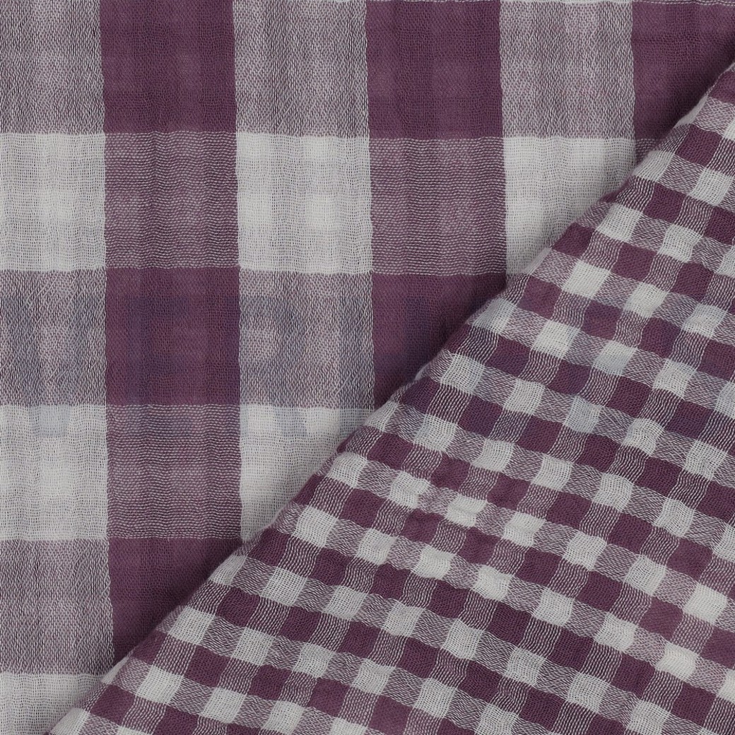 DOUBLE GAUZE DOUBLE SIDED CHECKS GRAPE #3