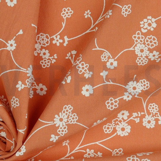 BAUMWOLLE GEWASCHEN BLUMEN KÜRBISORANGE #7