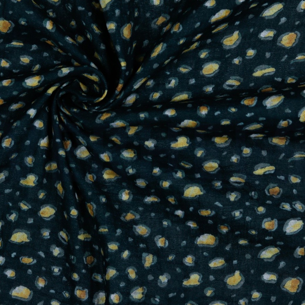DOUBLE GAUZE DIGITAL ANIMAL SKIN BLACK #3