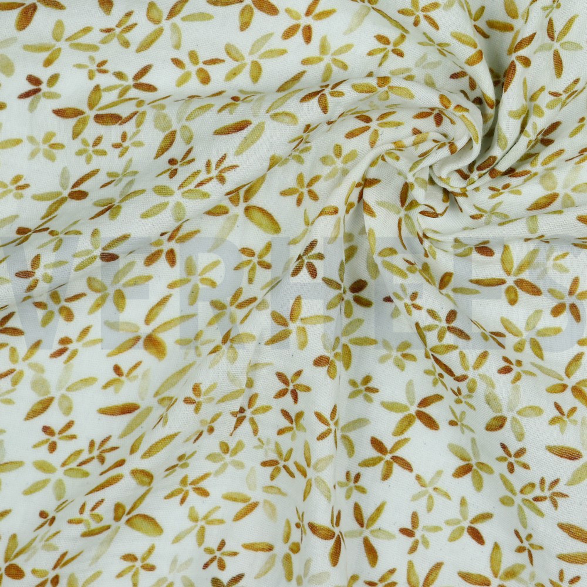 DOUBLE GAUZE DIGITAL FLOWERS WHITE/COGNAC (high resolution) #3
