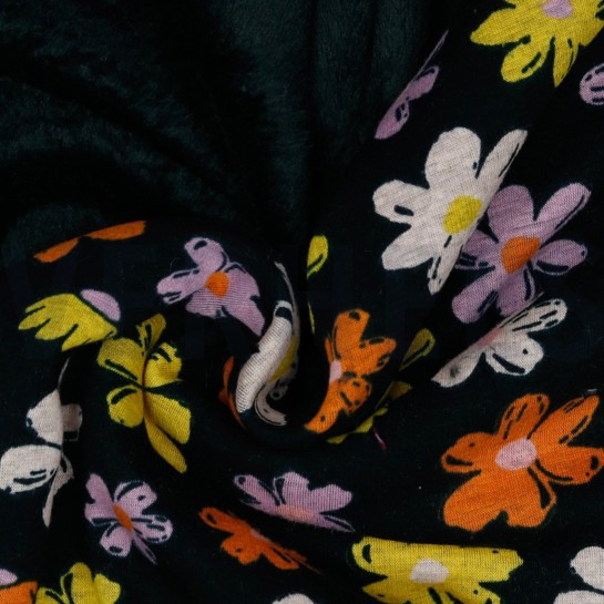 ALPENFLEECE BLUMEN SCHWARZ #7