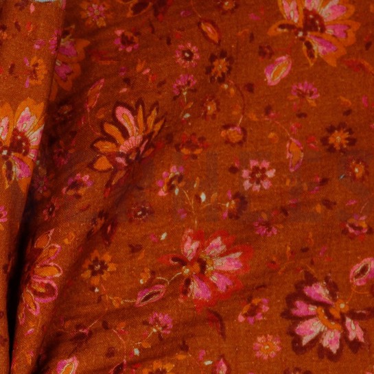 DOUBLE GAUZE DIGITAL PAISLEY DARK ORANGE #7