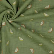 DOUBLE GAUZE GOTS MELONS MOSS GREEN (thumbnail) #3