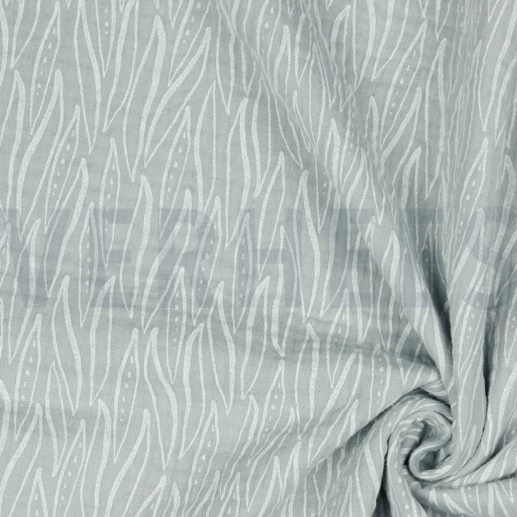 DOUBLE GAUZE LEAVES LIGHT GREY #3