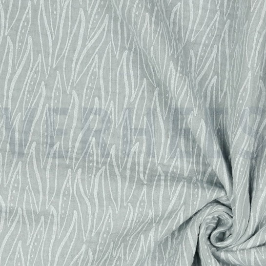 DOUBLE GAUZE LEAVES LIGHT GREY #7