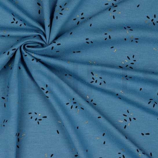 JERSEY GLITZER STREIFEN JEANSBLAU #7