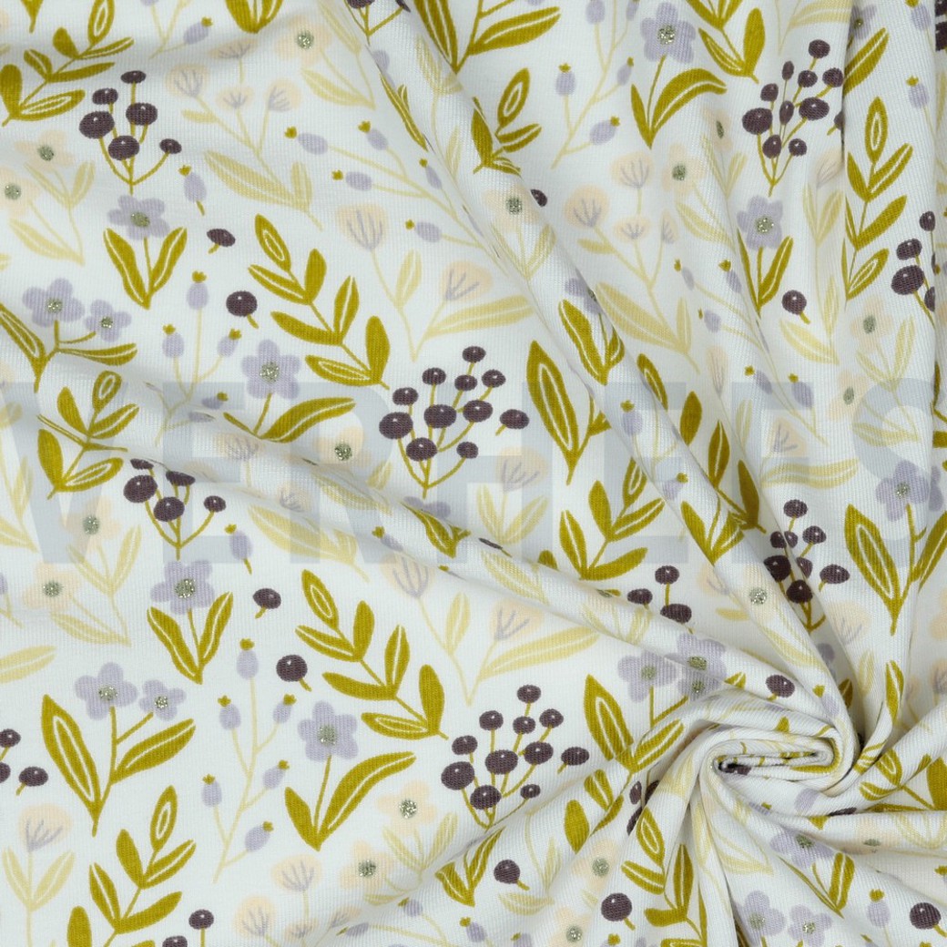 JERSEY GLITTER FLOWERS WHITE #3