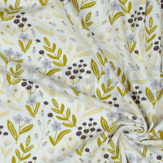 JERSEY GLITTER FLOWERS WHITE #7