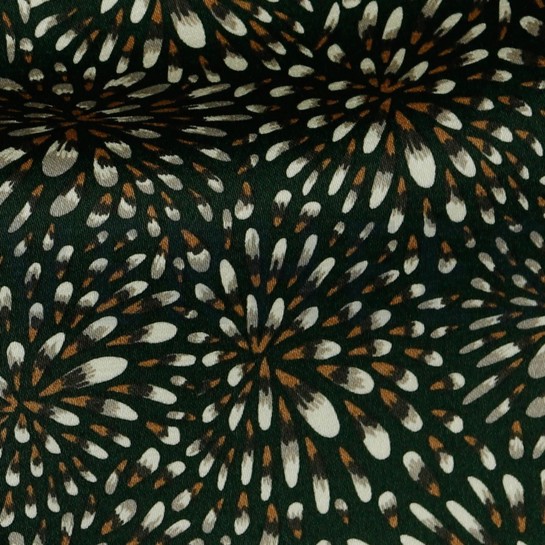 COTTON SATIN STRETCH LEAVES ARMY GREEN #7