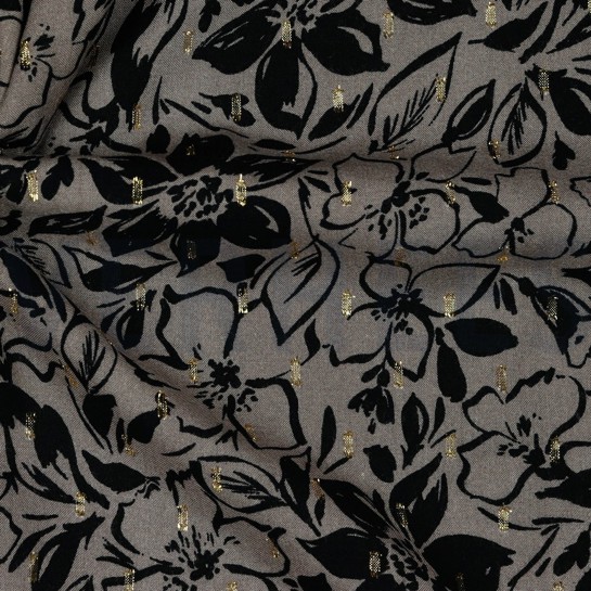 VISCOSE LUREX BLOEMEN TAUPE #7