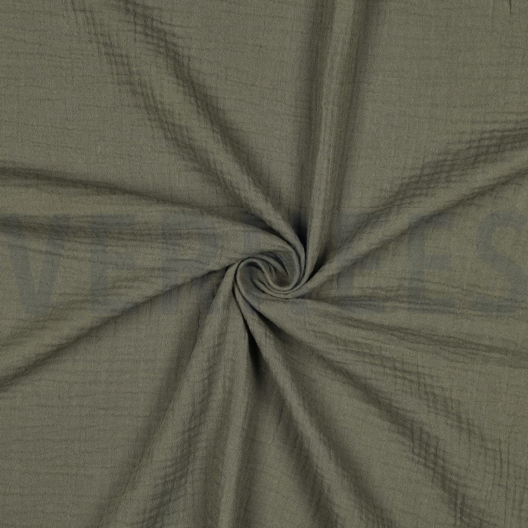 DOUBLE GAUZE DARK MOSS GREEN #3