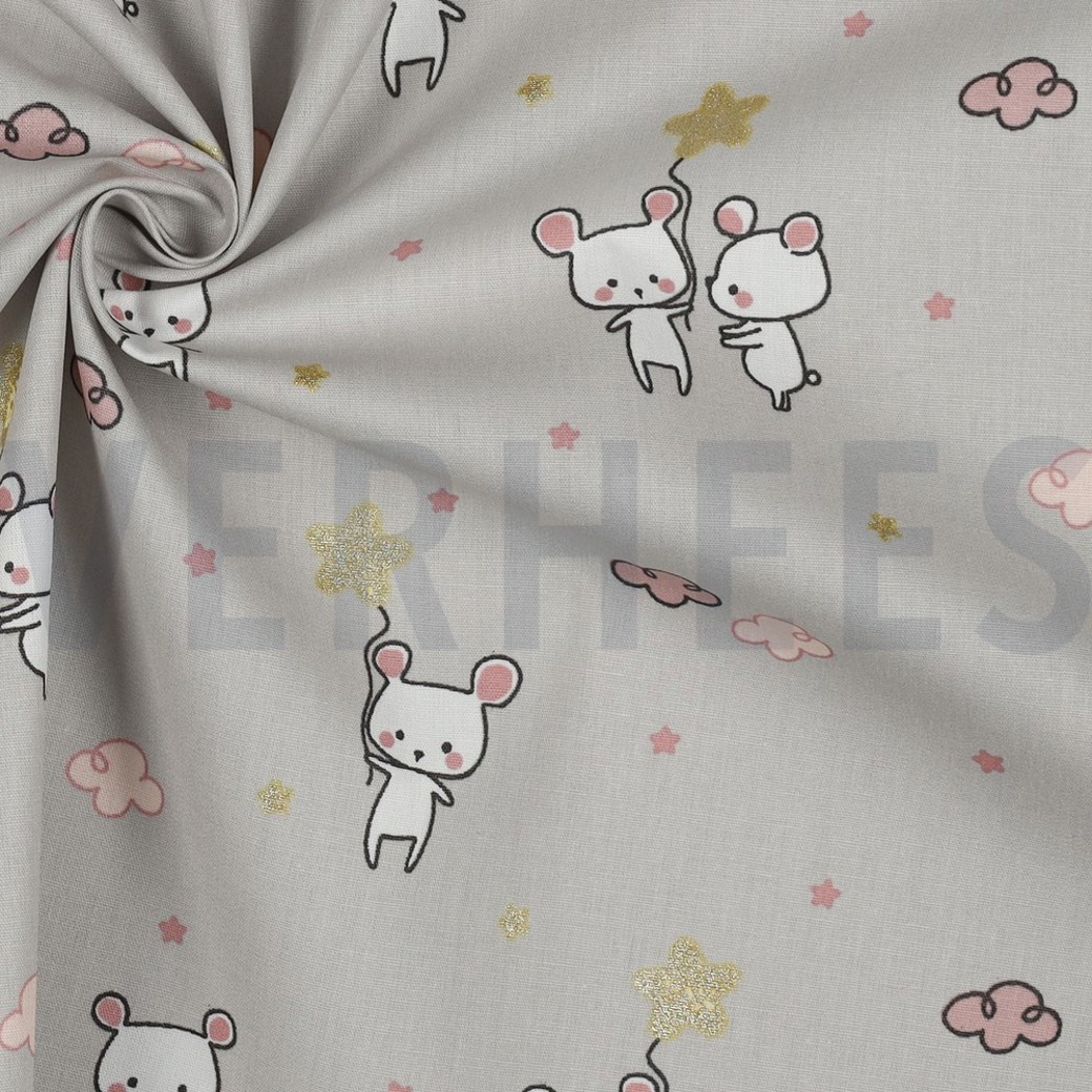 POPLIN GLITTER SWEET MOUSE LIGHT GREY #3