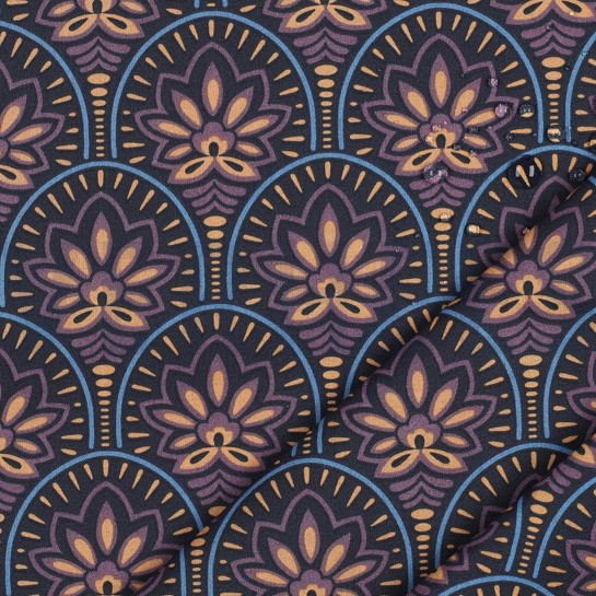 BESCHICHTETE BAUMWOLLE ABSTRACT MARINEBLAU #7