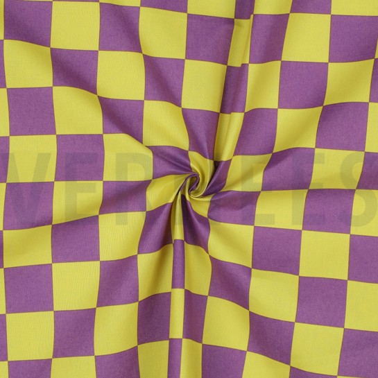 COATED KATOEN RUITEN GEEL / PAARS #7