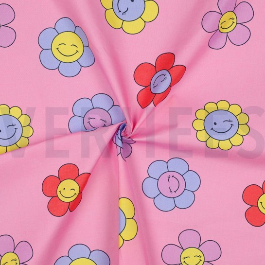 COTON ENDUIT FLEURS JOYEUSES ROSE #7
