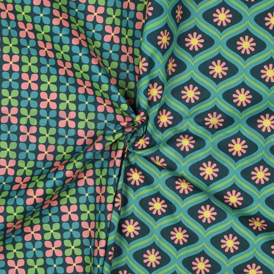 COATED KATOEN BLOEMEN GROEN #7