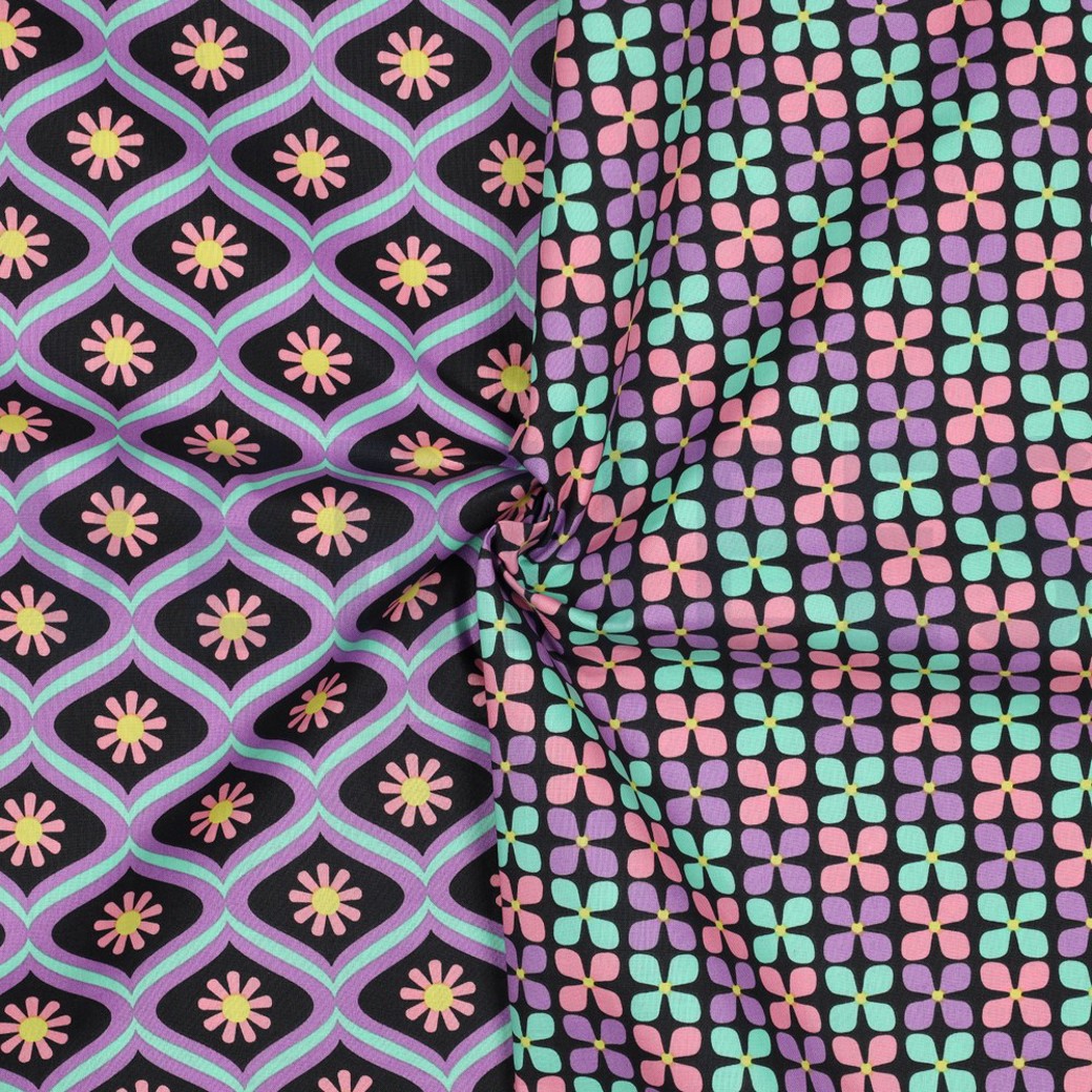 COATED COTTON FLOWERS BLACK #3