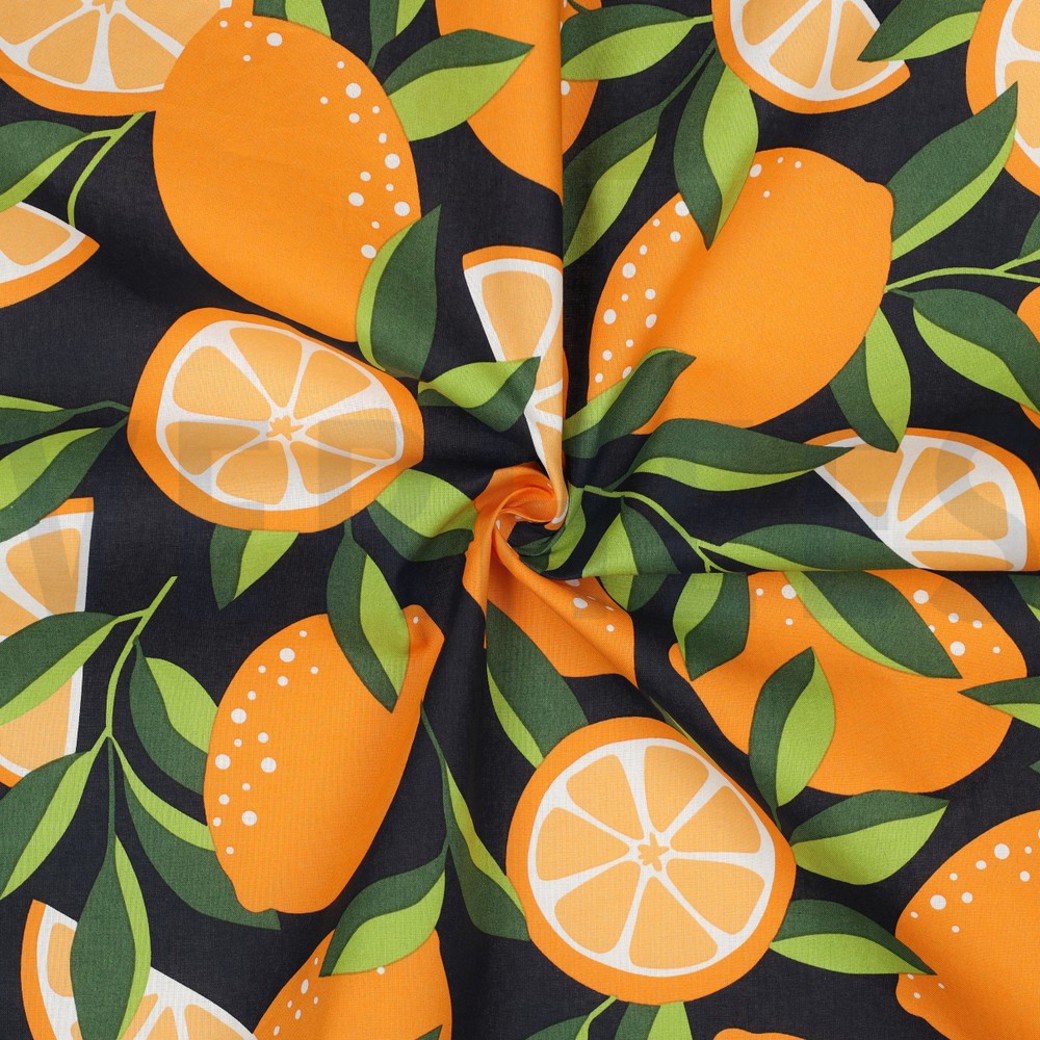 COATED COTTON LEMONS NAVY #3