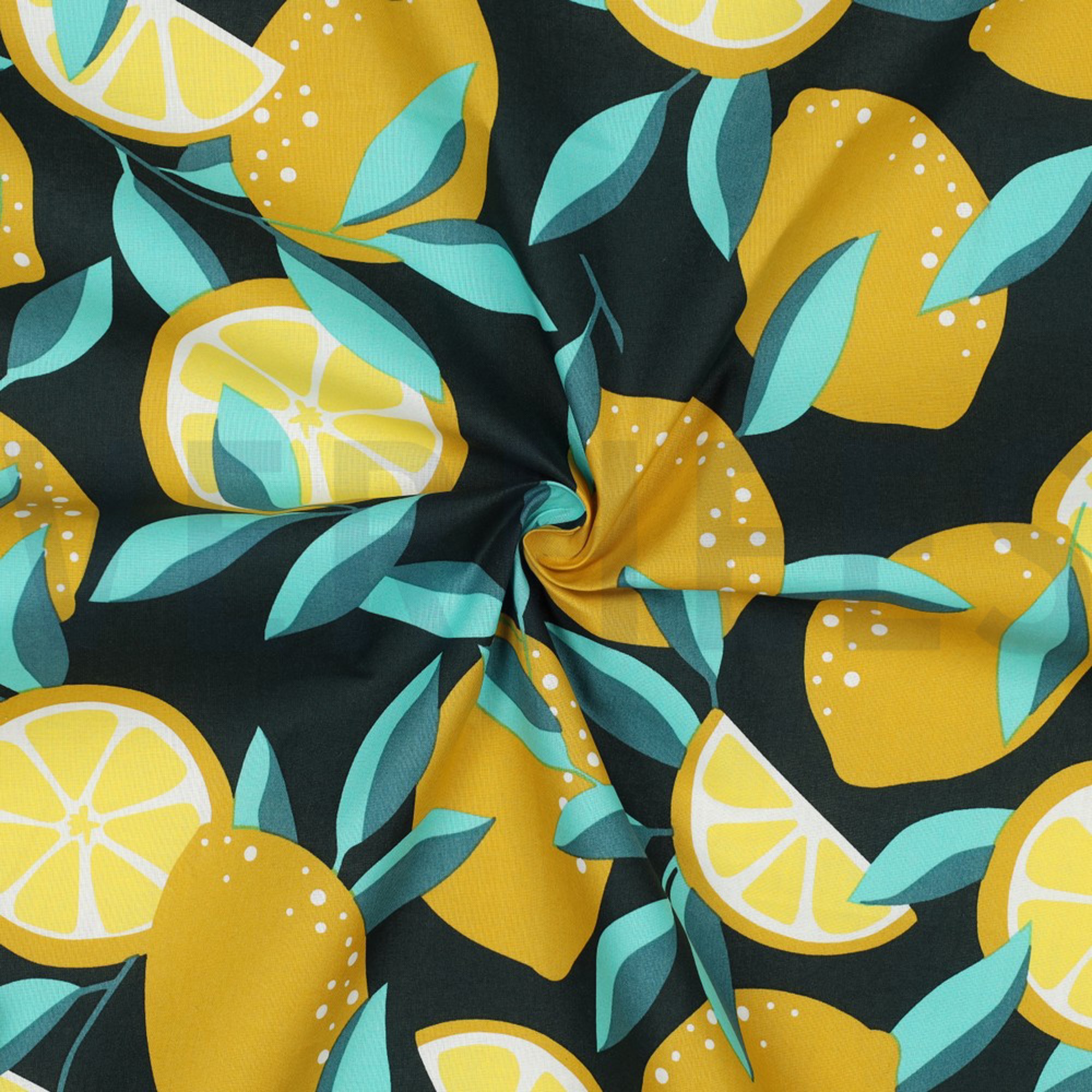 COATED COTTON LEMONS DARK GREEN (high resolution) #3