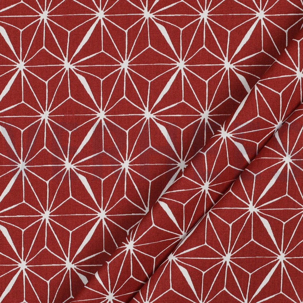 COATED COTTON ABSTRACT BRICK RED #3