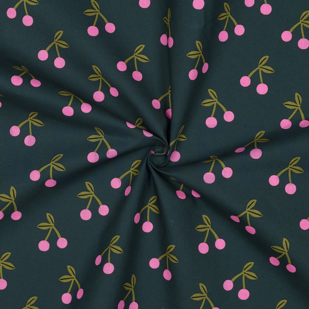 COATED COTTON CHERRIES DARK GREEN #3