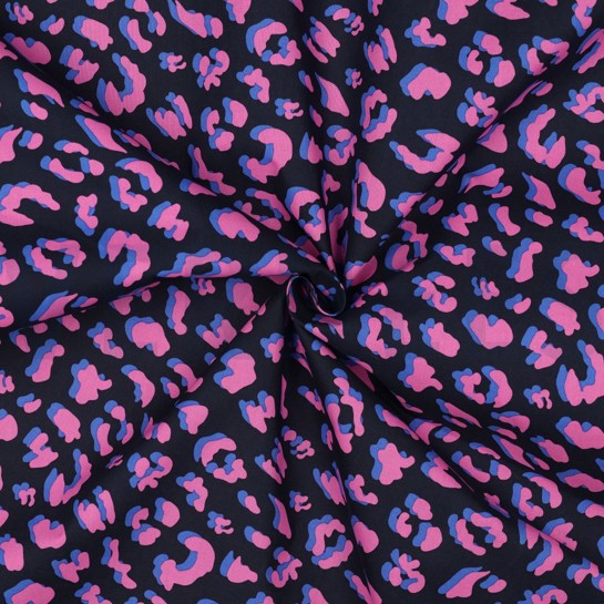 COATED COTTON ANIMAL SKIN NAVY #7