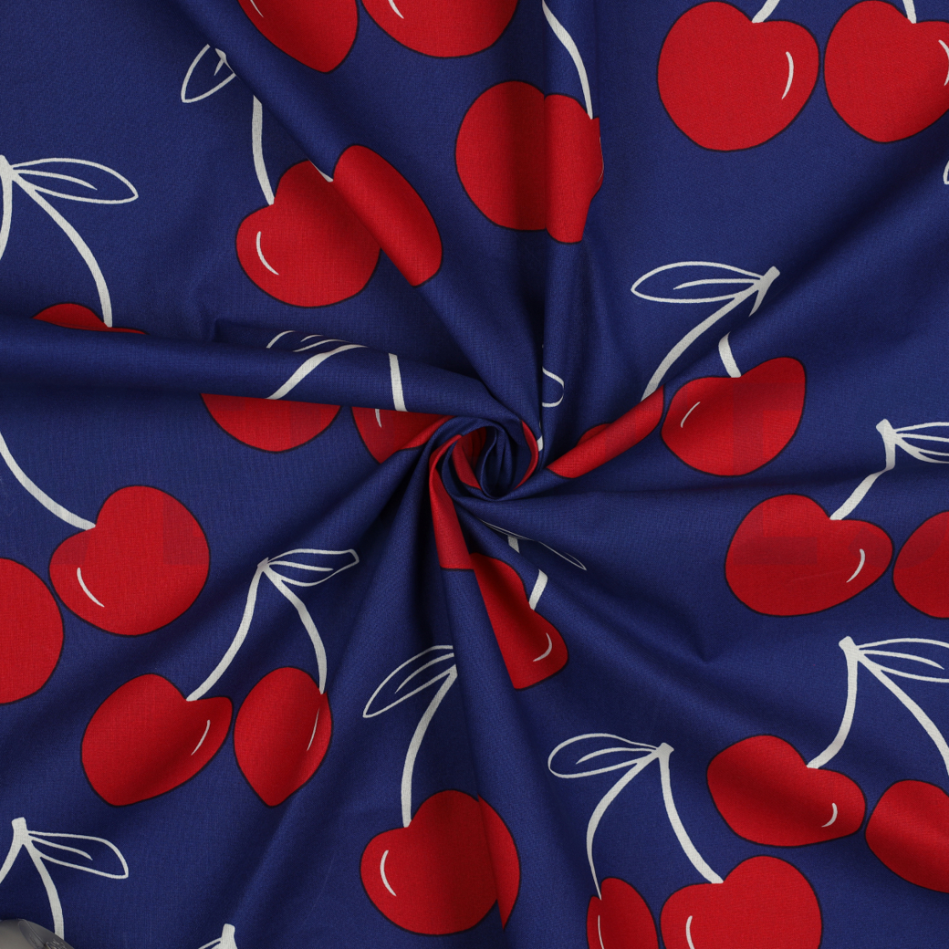 COATED COTTON CHERRIES COBALT #3